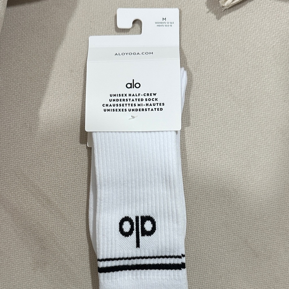 ALO Yoga White Athletic Half-Crew Socks